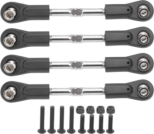 RC Steering Rod, 4Pcs Adjustable Metal Steering Linkage Rod Remote Control Car Steering Rod RC Servo Steering Rod RC Car Servo Pull Rod Linkage Tie Rod for 1/8 RC Car
