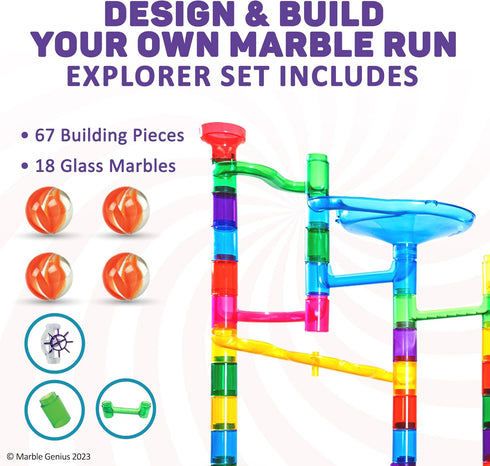 Marble Genius Marble Run - 85 Complete Pieces Maze Track for Adults, Teens, Toddlers & Kids Aged 4-12 Years