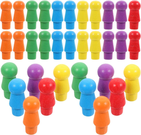 Vaguelly Replacement Wooden Pegs, 60pcs Colorful Chinese Checkers Pegs for Classic Strategy Board Game