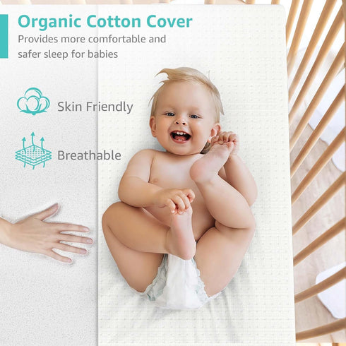 YENING Pack 38x26 Pack Organic Cotton and Play Mattress Pad Breathable Waterproof Baby Mattress for N Play Matress