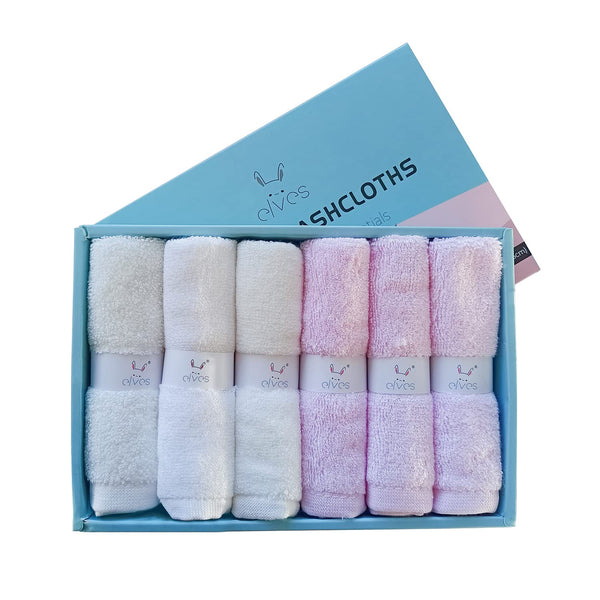 elves Bamboo Viscose Washcloth Baby Set of 6 - Ultra Soft Wash