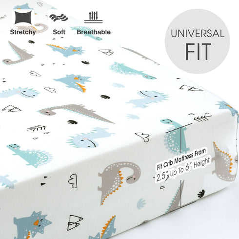 Set 2 Pack, Cozy GRSSDER Stretchy Ultra Soft Jersey Knit Fitted Crib Sheets Deep Pocket and Fits All Standard Crib