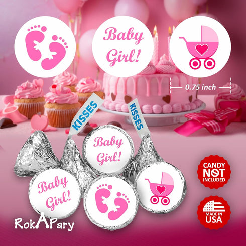 324 Pink Its a Girl Baby Shower Favors Stickers for Baby Shower or Baby Sprinkle Party Decorations, Made in USA