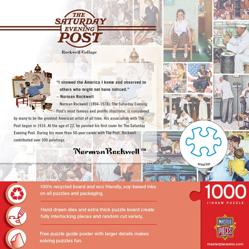 Masterpieces 1000 Piece Jigsaw Puzzle - Rockwell Collage, 19.25"x26.75" for Adults, Family, Youth