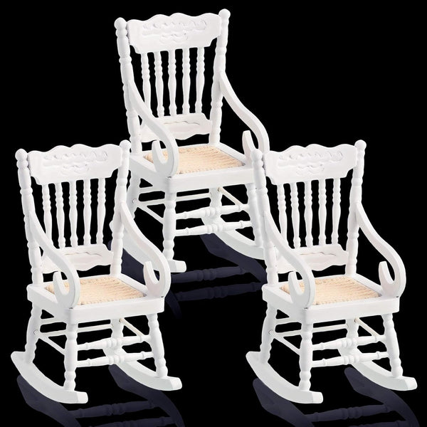 Jetec 2 Pcs Doll House Wooden Chairs - 1:12 Miniature Rocking Chair for Christmas Dollhouse Accessories, Living Room
