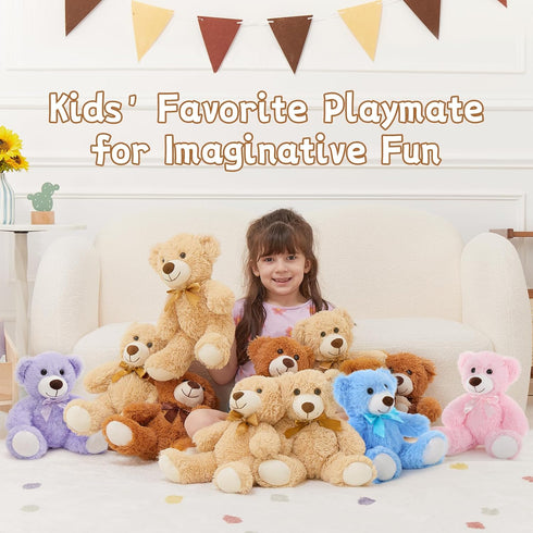 8Pcs 14inch MorisMos Teddy Bears Bulk Baby Shower, Cute Teddy Bear Stuffed Animals Plush, Small Stuffed Bears on