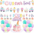 Four Ever Sweet Ice Cream Donut Party Decorations | Banner, Cake, Cupcake Toppers, Macaron, Balloons for Kids' Party