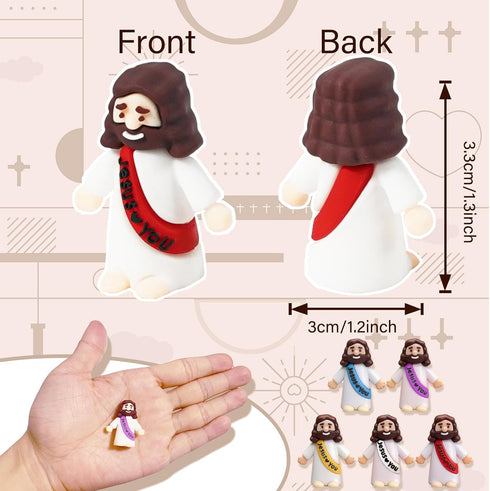 30 Pack 5 Little Jesus Figures Easter Religious Toys - Tiny Jesus Figures, Color Mini Jesus Figurines in Bulk, Baby