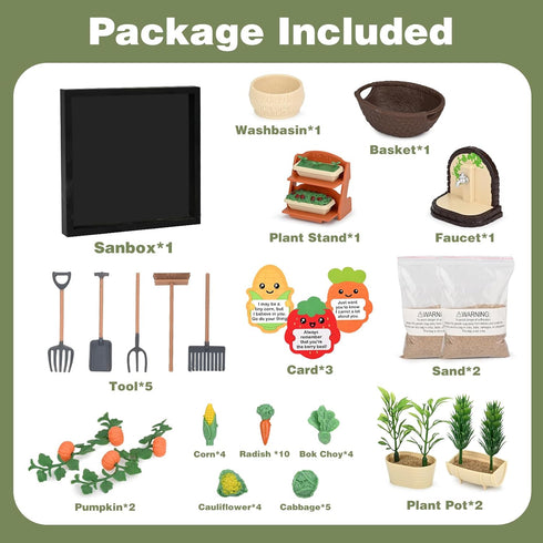 56 Dreamon Zen Sand Garden for Desk - Vegetable Gardening Themed Sand Tray Therapy Kit with Accessories & Encouragement