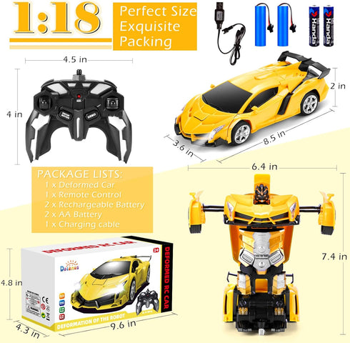 Dolanus Remote Control Car, Transform Robot RC Cars with One-Button Deformation and 360 Degree Rotating Drifting