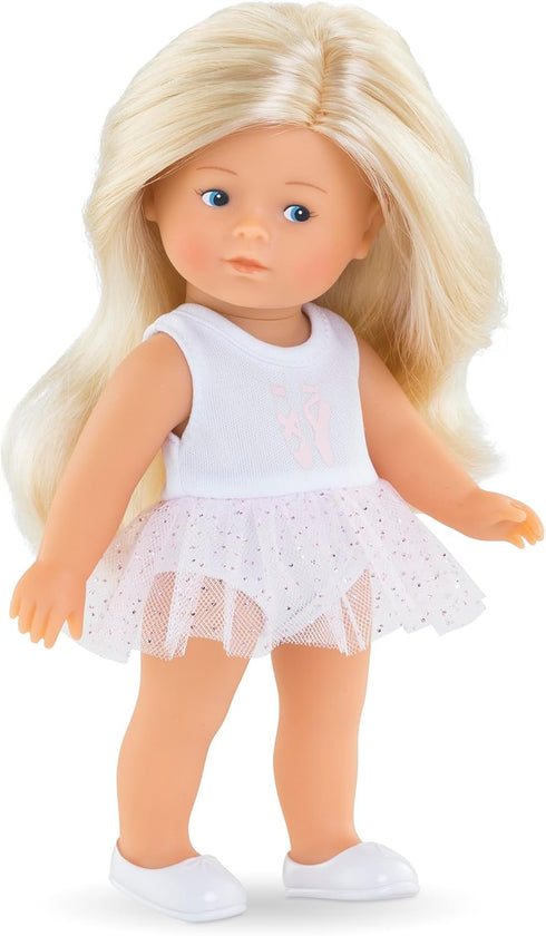Corolle Mini Corolline Rosy Ballerina Gift Set, 8" Doll with 3 Accessories - Tiara, Ballet Sweater, Leg Warmers