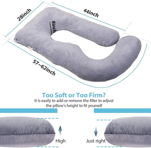 Jcickt Pillow,59 inch Pregnancy Pillow J-Shaped Full Body with Jersey Cover Easy to Remove and Wash, Support Pregnant
