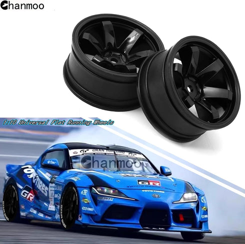 1/10 RC Rally Racing Wheels 12mm Hex Hard Plastic Rims for 1:10 Scale Drift Car Tires, 4PCS Compatible with Tamiya TT01