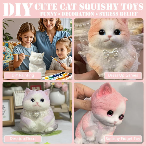 Christmas(4 Adorable Taba Squishy Kit, Cute Taba Squishy Cat for Adult/Kids DIY Dress Up, Stress Relief, Stimulating