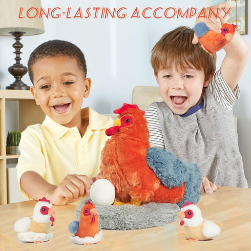9 1 Set, in Chicken Stuffed Animal Stuffed Chicken Plush Toy with Zippered Belly, Egg Laying Hen with Chicks and Eggs