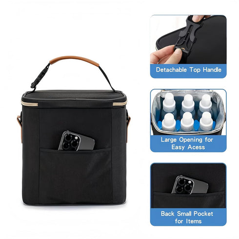 Pack Breastmilk Cooler Bag with Ice - Insulated Breast Milk Storage for Travel, On-The-Go Convenience with Adjustable