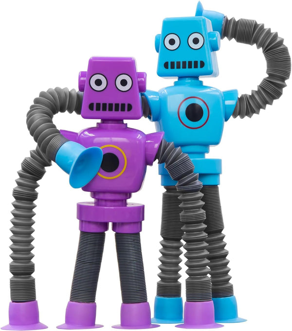 Pop Tubes Robot Fidget Toys for Kids, 2Pack Fidget Pop Telescopic Suction