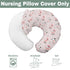 Cute Cow Pink Bows Baby Nursing Pillow Covers for Boy Girl Cartoon Cows with Flowers Leaves Nursing Pillowcase