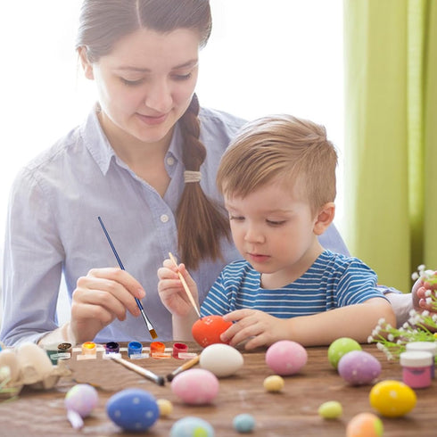 sportsvoutdoors 12pcs 2-Color Set, Wooden Fake Eggs, Wooden Easter Eggs, DIY Kitchen Pretend Game Food Children's