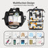 Hsnar Backpack Cartoon Geometric Dog Waterproof Diaper Bag Large Capacity Baby Bag with Stroller Straps, Multi-Pocket
