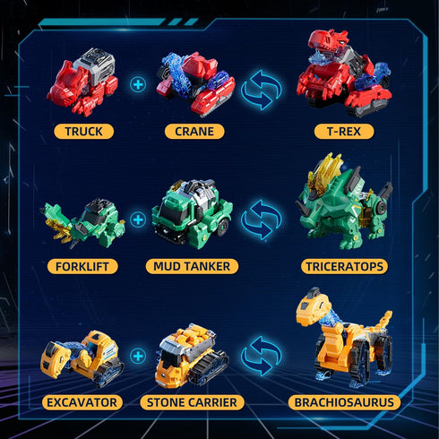 Toys,6 1 Set,Educational 3 4 5 6 VEAIS Magnetic Transform Dinosaur Robot in Transforming Robots Toy for Kids,Easy DIY