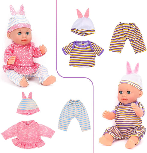 deAO Baby Doll Clothes for 12-14 Inch Dolls, 6 Sets Doll Outfits Accessories, Dress Up Fun Gift (Doll Not Included)
