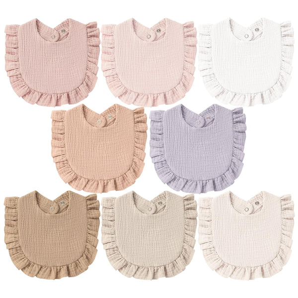 MairMore 8-Pack Muslin Baby Bandana Drool Bibs for Unisex Girls & Boys