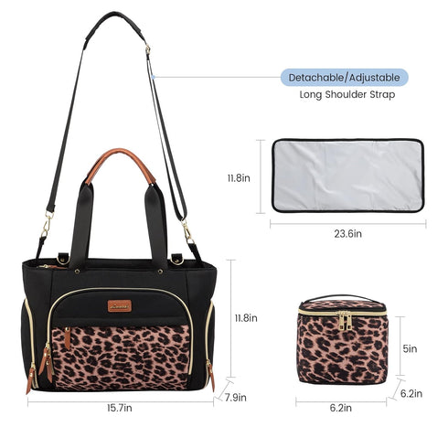 3Pc Set LOVEVOOK Breast Pump Bag & Diaper Tote - for Breastfeeding Moms - Laptop Pocket, Cooler & Changing Pad - Fits