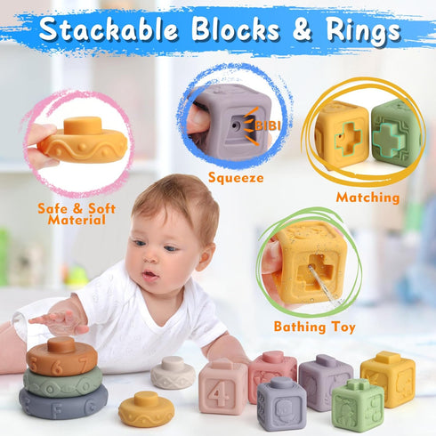 Set 6+ 1 2 Vinlon Montessori Toy for Toddler Aged Month -Sensory Fine Motor Skill Learning Toys for Baby Boys Girls.