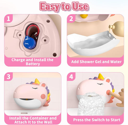 1-3 4-8, Infowush Baby Bath Toys, Unicorn Bath Bubble Machine Toddler Bath Toys for Kids Ages Interactive Bathtub