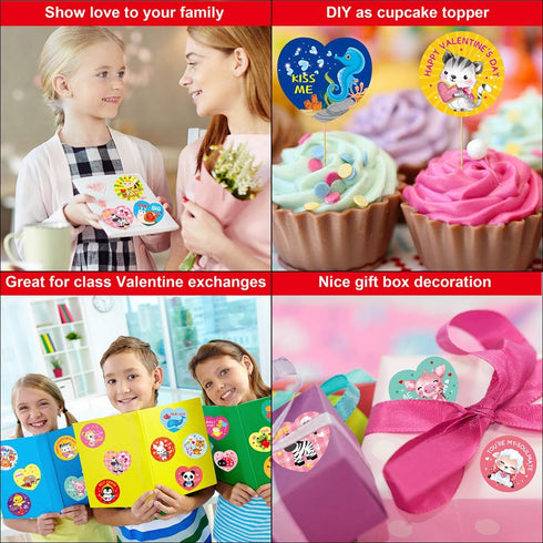 600 Valentines Sticker for Kids, Heart Animal Sticker for Valentine’s Day Party Decoration