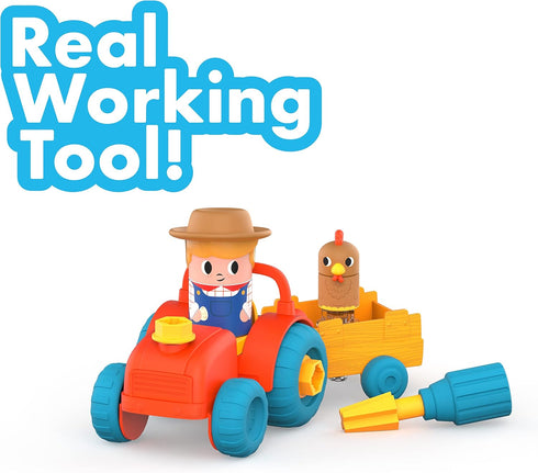 Educational Insights Design & Drill Bolt Buddies Tractor Take Apart Toy with Screwdriver Tool - Preschool STEM Gift