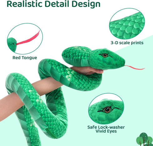 Mommy 3 5 7 8 12,Long MorisMos Giant Snake Stuffed Animal with Babies & Eggs,Realistic Stuffed Snake Plush Toys for Kid