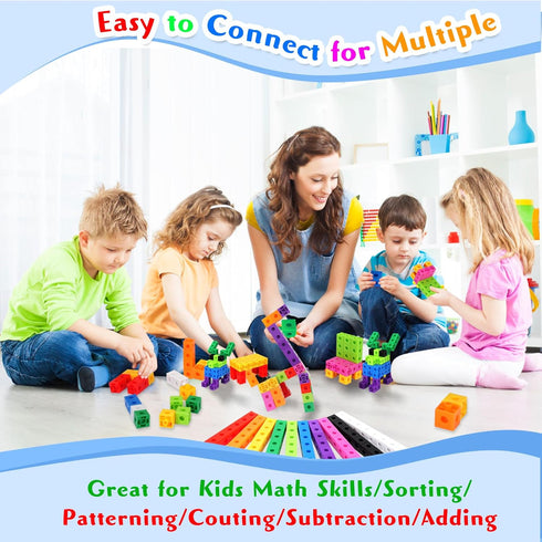 QUYSK 300 Counting Pcs Linking Cubes for Kids - Blocks with Storage Boxes, Connecting Cubes Math Manipulatives