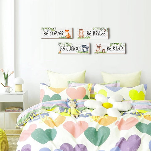 CloverKoi 4 Woodland Nursery Decor for Boys Girls, Safari Nursery Decor, Jungle Theme Nursery Decor for Teen Boys Kids