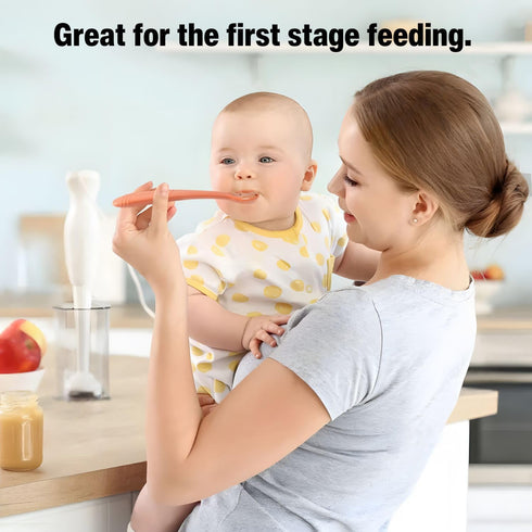 PandaEar 5 Pack Silicone Baby Spoons, Self Feeding 4-6 Months, Gentle for Baby Led Weaning, BPA-Free