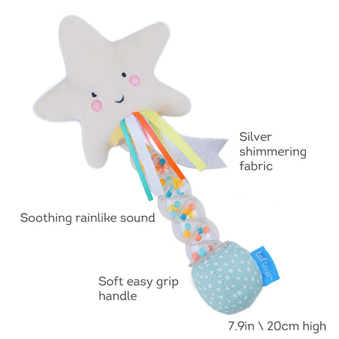 Taf Toys Star Rainstick Rattle, Musical Shake & Rattle Toy for Babies and Toddlers, Sensory Development Instrument