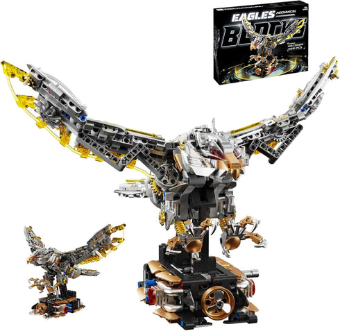 CSNRHG Mechanical Eagle Building Block Set 3D Poseable Model with Articulated Wings &