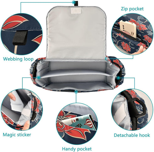 miaozhen Red Traditional Floral Design baby stroller organizers stroller caddy insulated carrito para accesorios para
