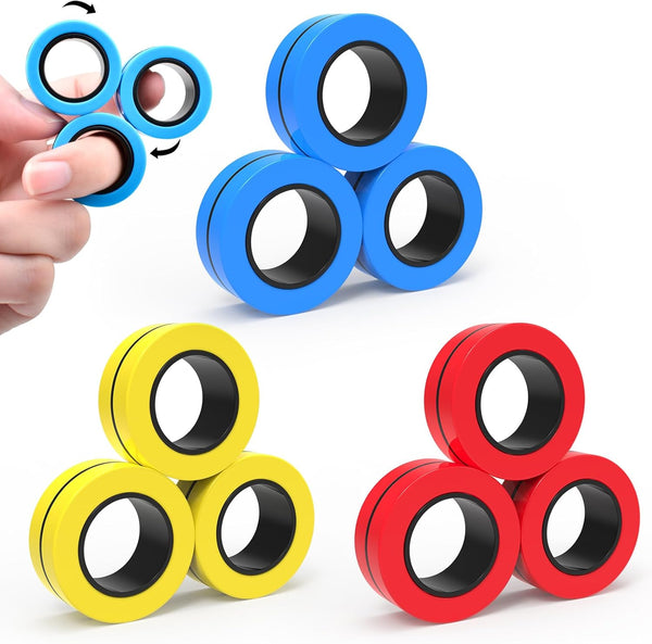 Cevioce 9 PCS Magnetic Ring Fidget Toys Set,ADHD Anxiety Magnetic Fidget Toys