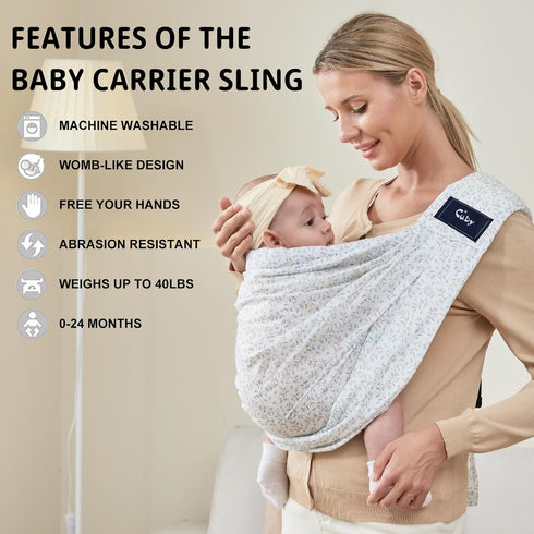 40lbs CUBY Wrap Baby Sling Carrier, Baby Wraps Sling Carrier Adjustable Breathable Lightweight Easy to Wearing - Baby