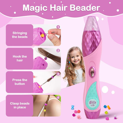 Set, Yoloflix Hair Braiding Machine, Hair Salon Toys for Girls with Braider, Beads, Wig & Accessories, Kids Hair