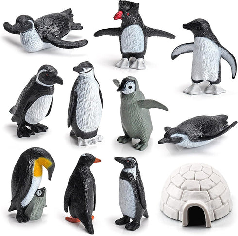 SCAHOW 11PCS Penguin Toys, Plastic Arctic Animal Penguin Figures for Kids, Realistic Polar