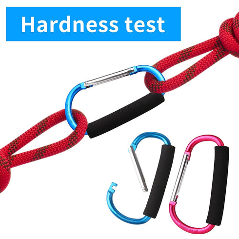 4 Pack Large Carabiner Stroller Hooks, 5.5" D Style Click and Carry Bag Carrier (Light Blue and Rose Red)