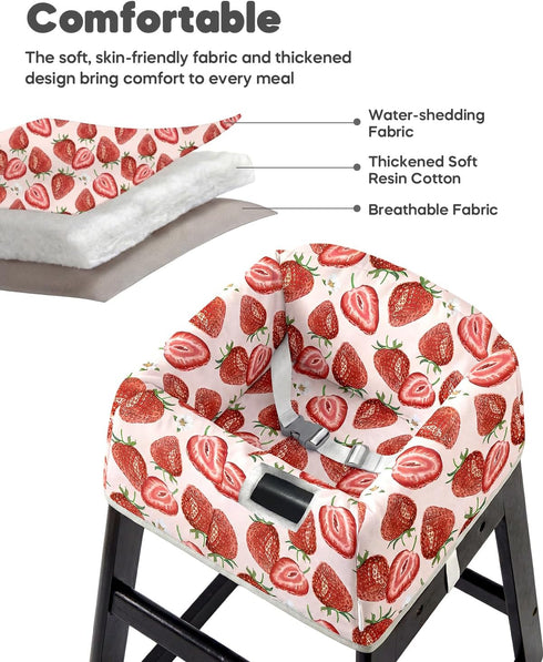 2-Point Mamatepe Baby High Chair Cover Restaurant with Strap Pads & Harness - Machine Washable, Waterproof, Portable