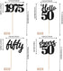 24 PCS Black 50th Birthday Cupcake Toppers, Glitter Hello 50 Cupcake Topper for 50th Birthday Party