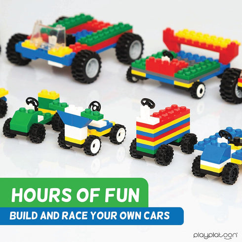 Play Platoon 400 Piece Wheels and Axles Sets, Building Bricks Car Parts and Pieces Kit
