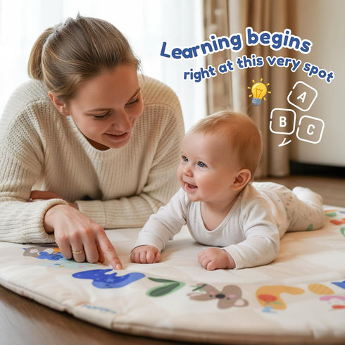 Tummy 6 ABC123 Baby Play Gym & Activity Mat with Light-up Musical Arch, Washable Time Mat with Detachable Sensory Toys