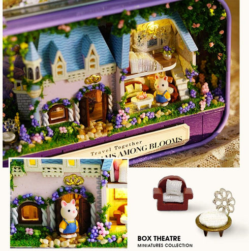Spilay Dollhouse Miniature Kit with Furniture - DIY Iron Box Theater, 1:24 Scale, Best Birthday Gift for Adults