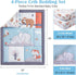 Set 4 2 Set Crib Bedding Pieces Includes Comforter, Fitted Sheets for Easy Changing, Crib Skirt Soft, Breathable